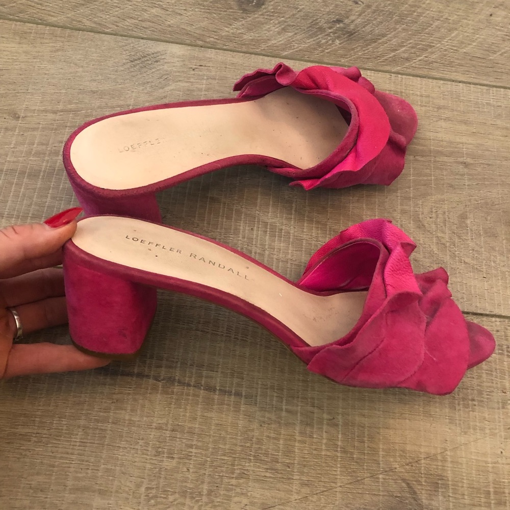 Pink Loeffler Randall Sandals with a little heel